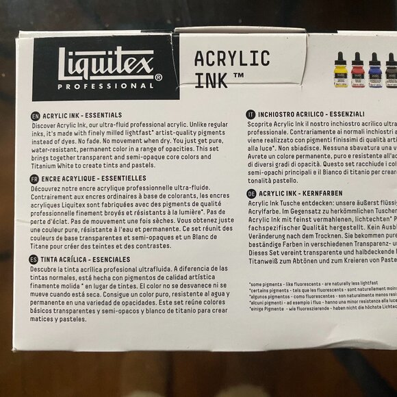 Liquitex Professional Acrylic Ink 6x1oz Essentials Colors Set, Opened and Unused - Picture 5 of 5